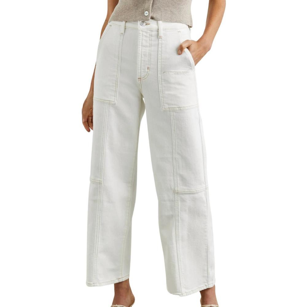 NEW RAILS getty cropped utility pants in vintage ecru contrast stitch